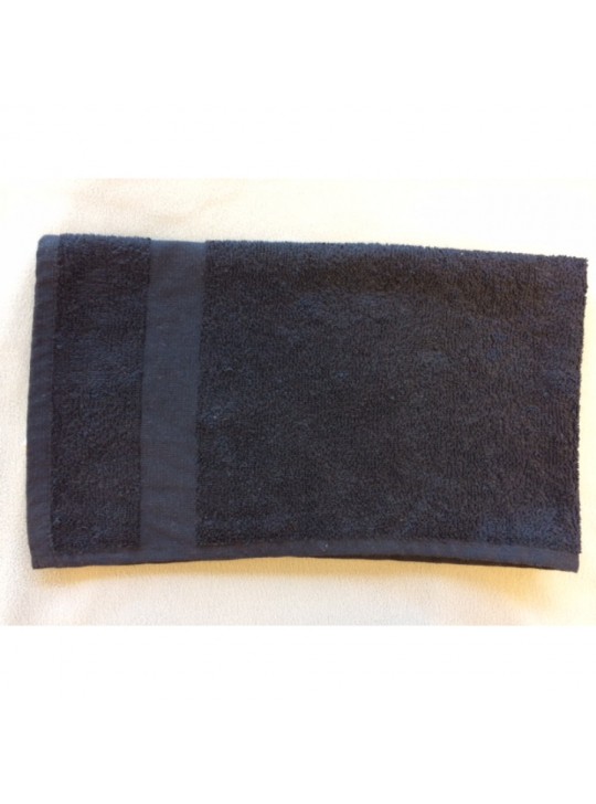 Face Towel 12" x 12" #1.00Lbs/dz Economy Terry with cam Border 100% Cotton BLACK 12/Pack